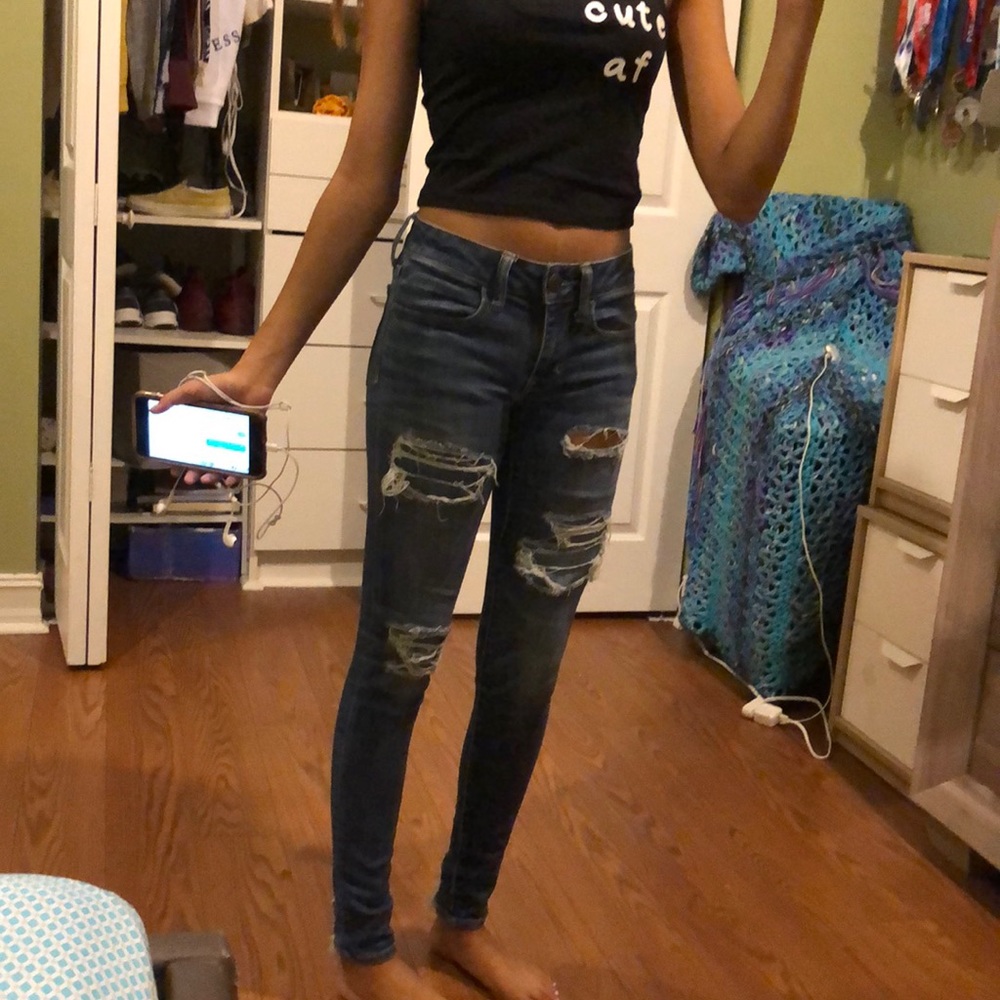 A distressed jean from American eagle